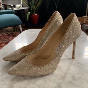 Jimmy Choo Romy 85 Platinum Ice Dusty Glitter, 39.5, Romy85DGZ